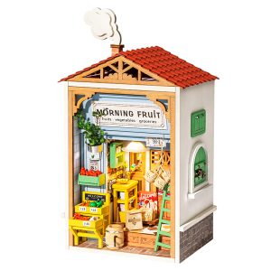 RoboTime 3D drevená skladačka Miniatúra domčeka Obchod s ovocím