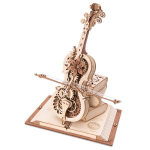RoboTime 3D drevená mechanická skladačka Čarovné violončelo (elektrický pohon)