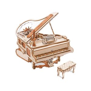 RoboTime 3D drevená skladačka hracej skrinky Kúzelné piano (mechanický pohon)