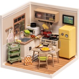 RoboTime 3D drevená skladačka Miniatúra domčeka Kuchynka Happy Meals