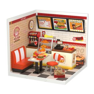 RoboTime 3D drevená skladačka Miniatúra domčeka Reštaurácia Mňam, mňam burger