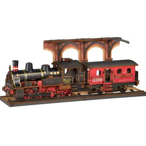 RoboTime 3D drevená skladačka Vintage parná lokomotíva