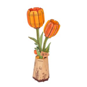 RoboTime 3D drevená skladačka Oranžový tulipán