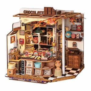 RoboTime 3D drevená skladačka Miniatúra domčeka Henryho čokoládovňa