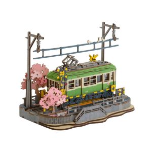 Rolife DIY Svietiace 3D drevené puzzle Stanica so sakurami 223 dielikov