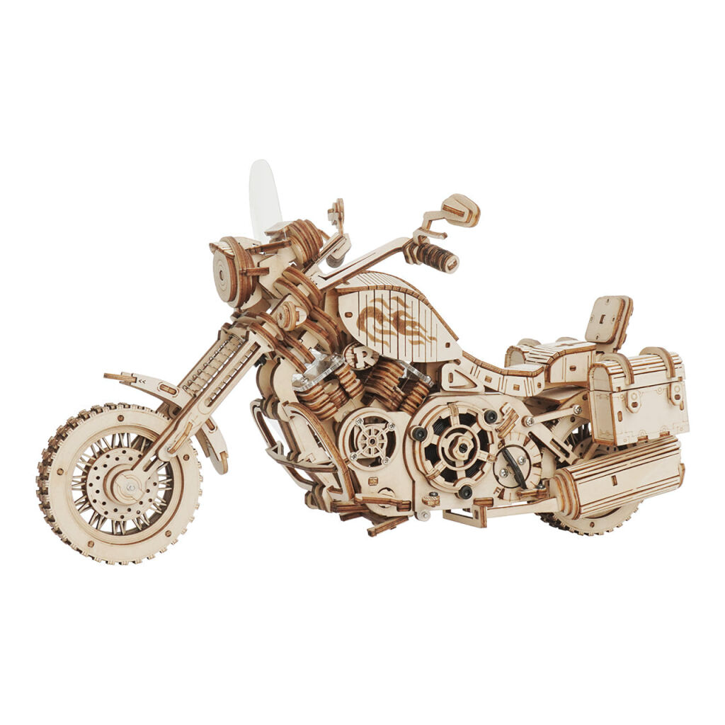 RoboTime 3D drevená mechanická skladačka Motorka Cruiser – Obrázok 8